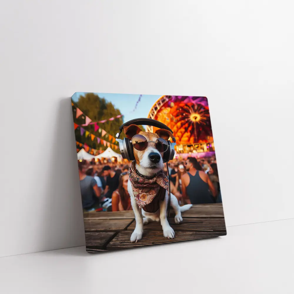 Jack Russell Terrier DJ Festival Crowd Scene – Wall Art