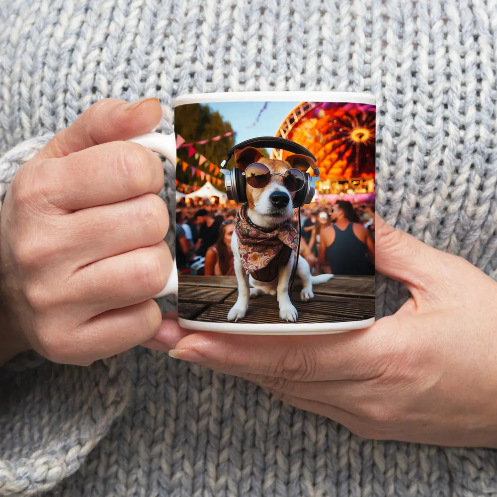 Jack Russell Terrier DJ Festival Crowd Scene – Mugs