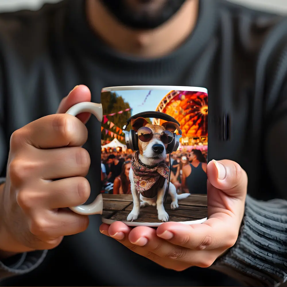 Jack Russell Terrier DJ Festival Crowd Scene – Mugs