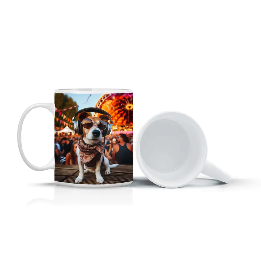 Jack Russell Terrier DJ Festival Crowd Scene – Mugs