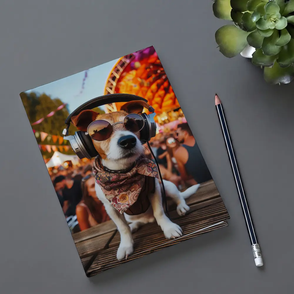 Jack Russell Terrier DJ Festival Crowd Scene – Notebooks