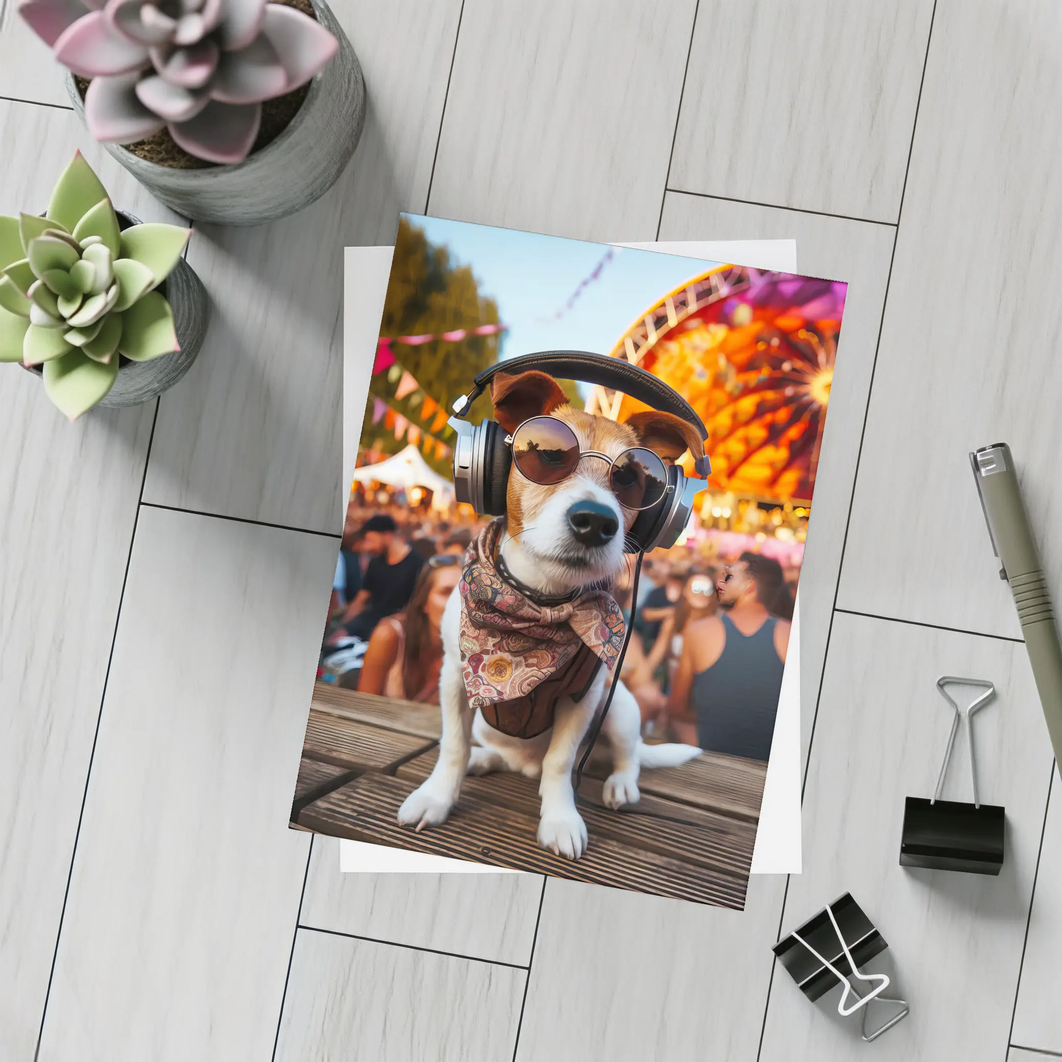 Jack Russell Terrier DJ Festival Crowd Scene – Postcards