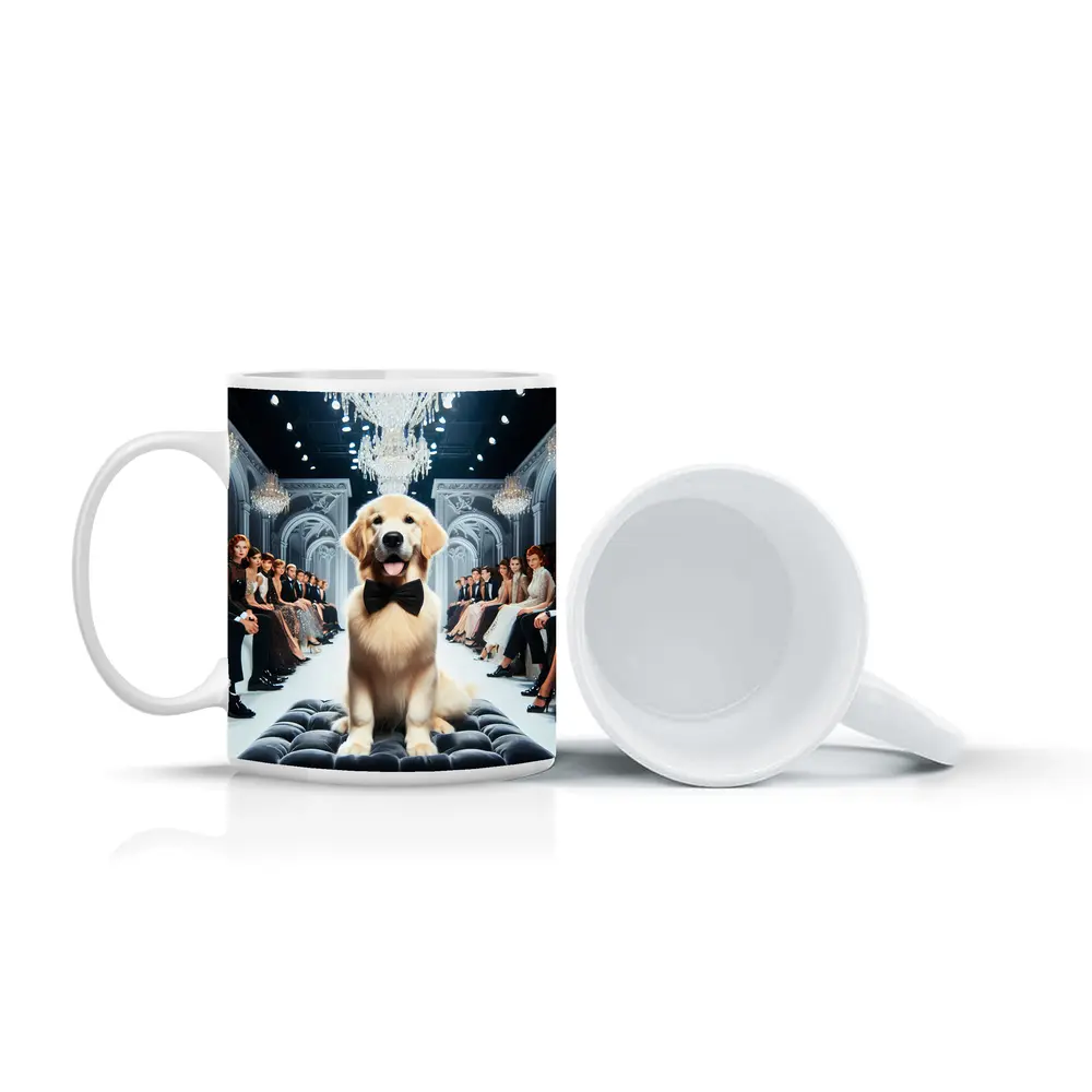 Golden Retriever Puppy Bow Tie Fashion Runway – Mugs
