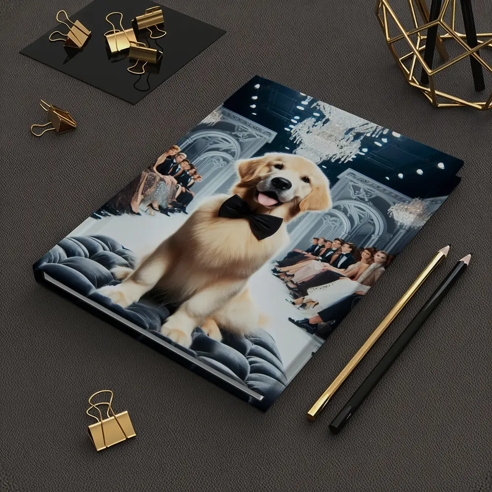 Golden Retriever Puppy Bow Tie Fashion Runway – Notebooks