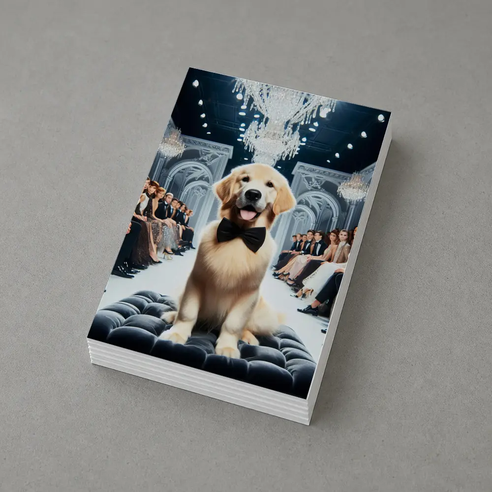 Golden Retriever Puppy Bow Tie Fashion Runway – Postcards