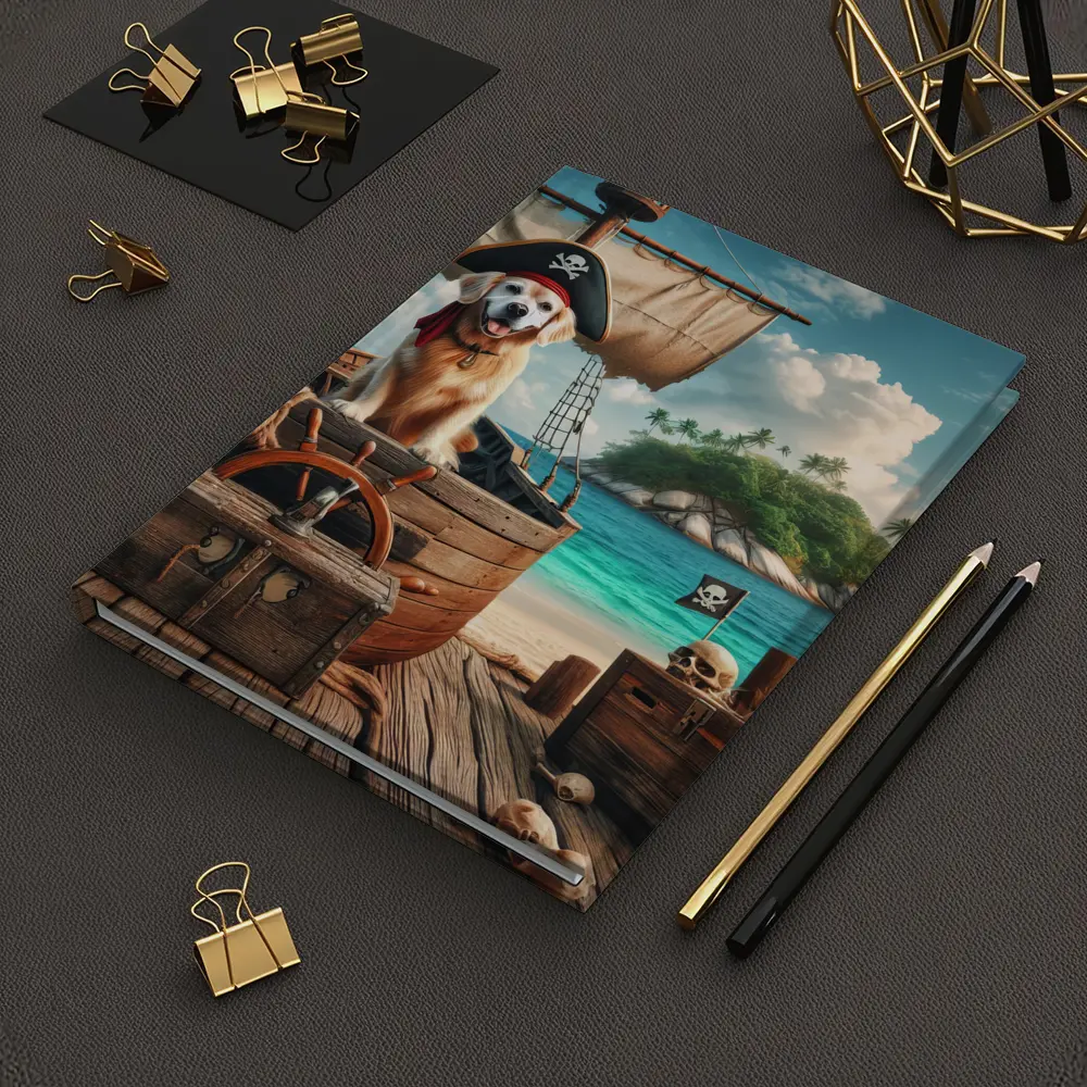 Golden Retriever Pirate Dog Tropical Island – Notebooks