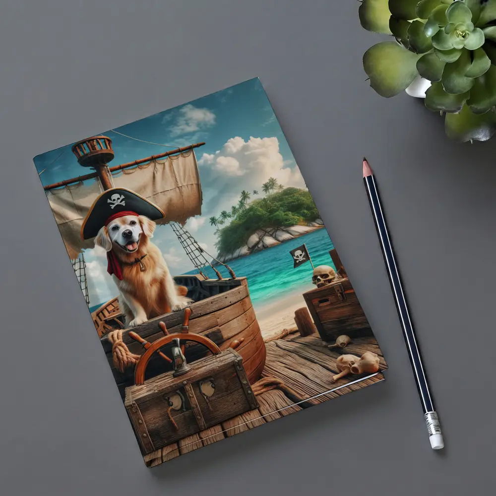 Golden Retriever Pirate Dog Tropical Island – Notebooks