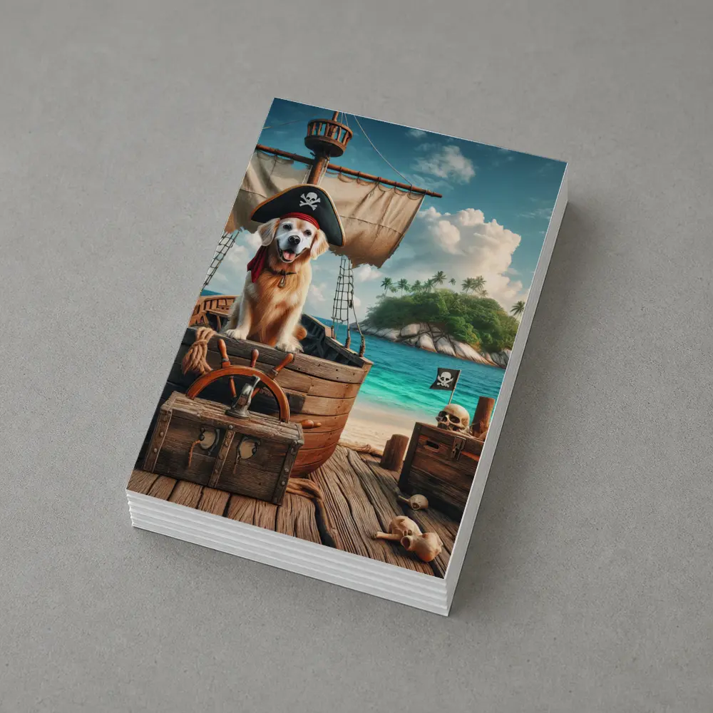 Golden Retriever Pirate Dog Tropical Island – Postcards