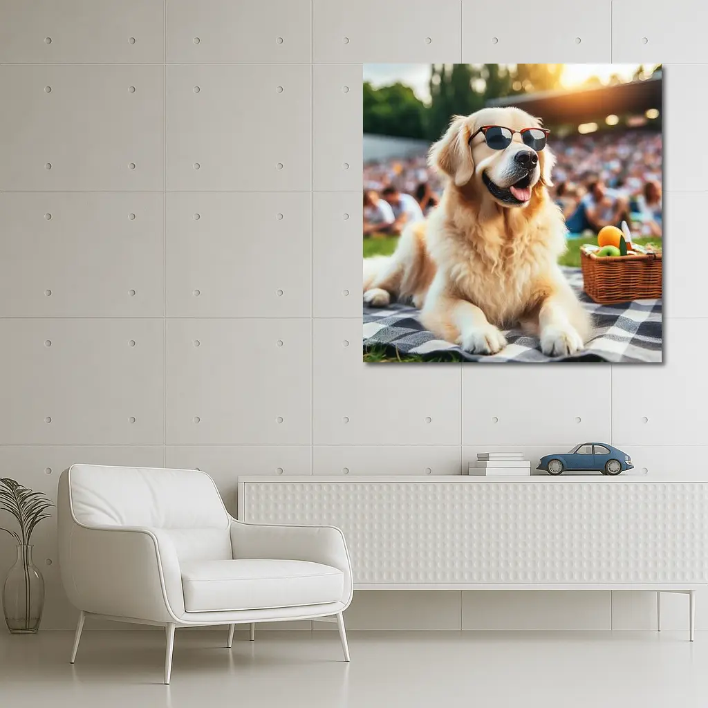Golden Retriever Sunglasses Picnic Summer Outdoors – Wall Art
