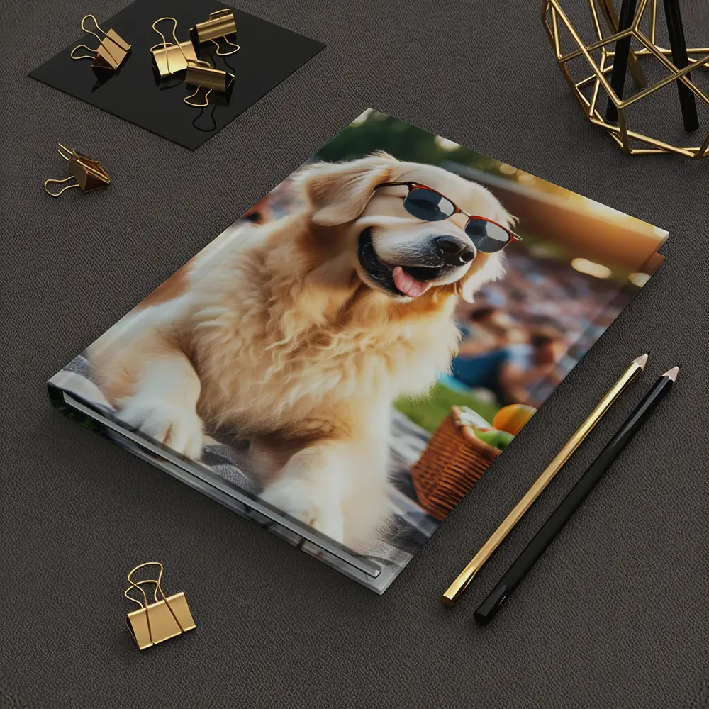 Golden Retriever Sunglasses Picnic Summer Outdoors – Notebooks