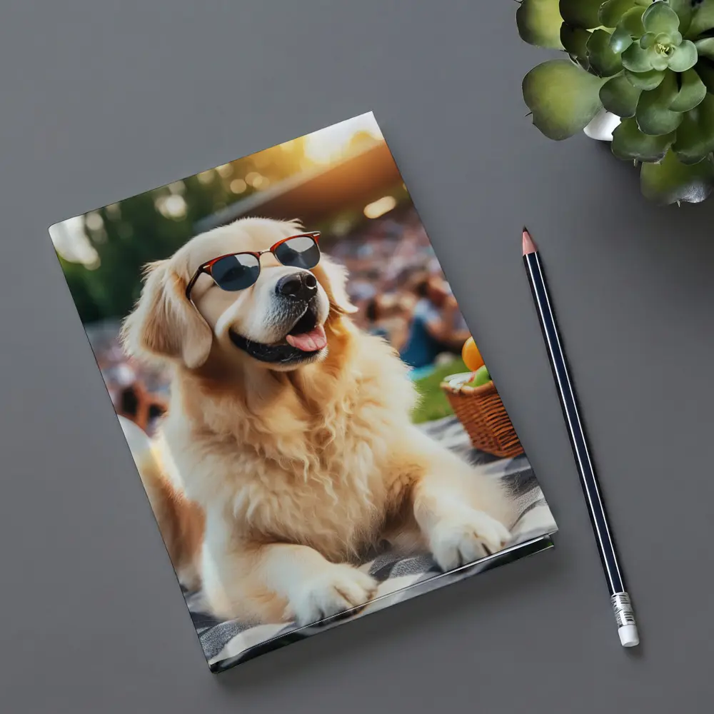 Golden Retriever Sunglasses Picnic Summer Outdoors – Notebooks