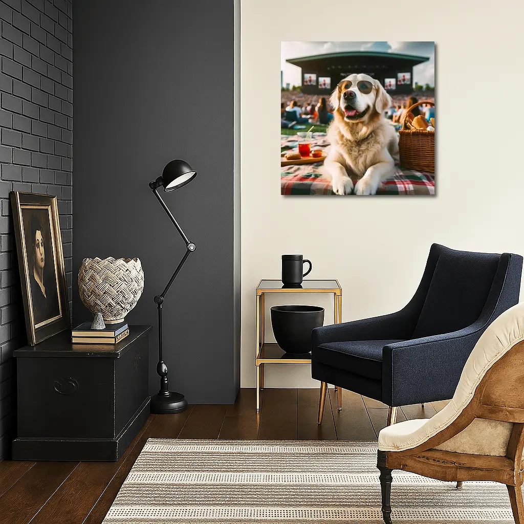Golden Retriever Sunglasses Outdoor Concert Festival – Wall Art