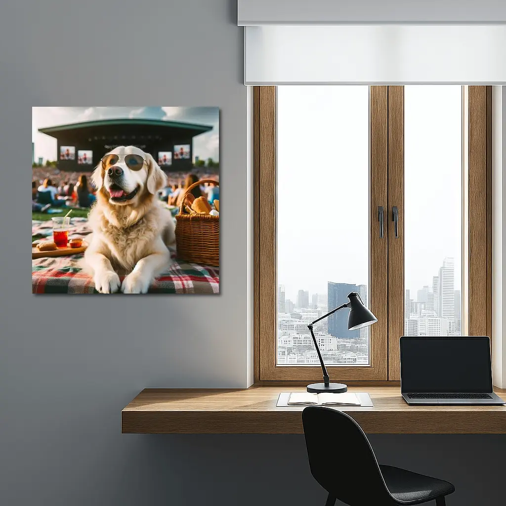 Golden Retriever Sunglasses Outdoor Concert Festival – Wall Art