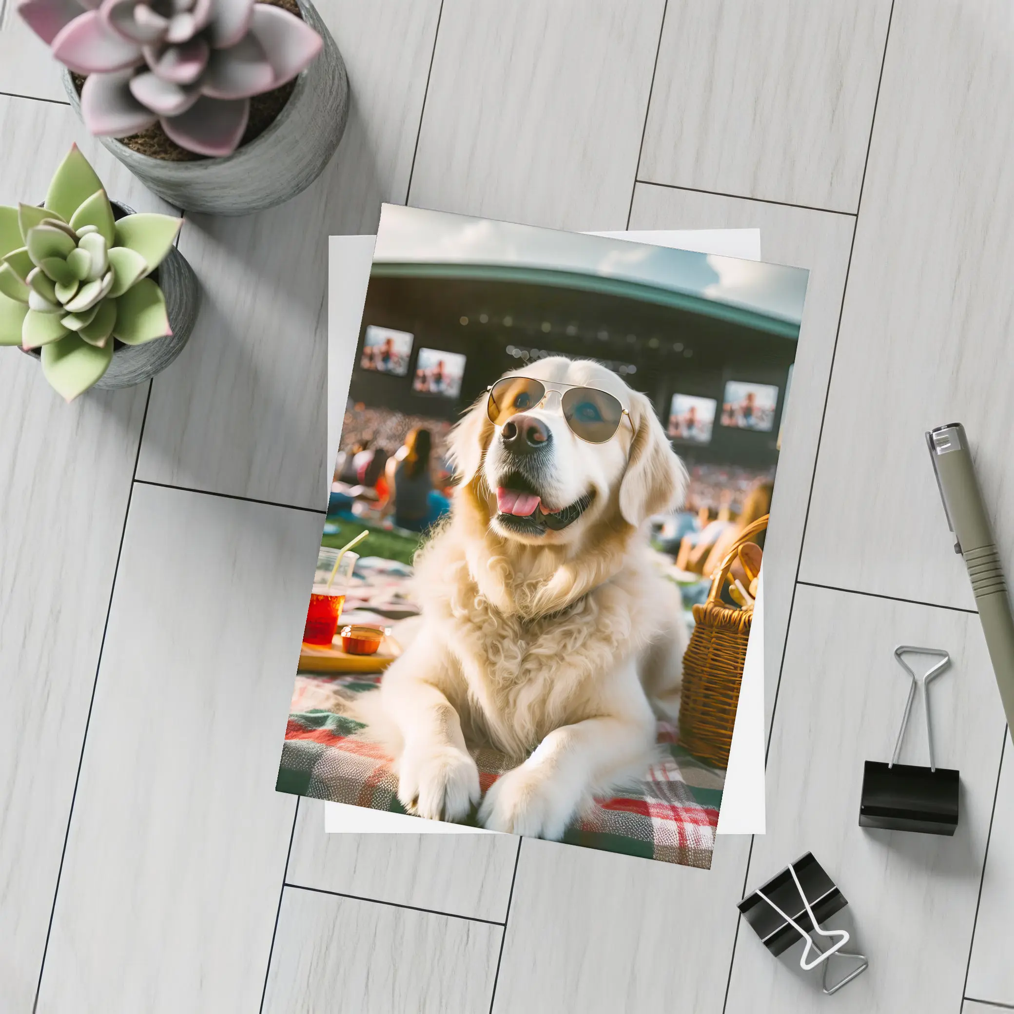 Golden Retriever Sunglasses Outdoor Concert Festival – Postcards