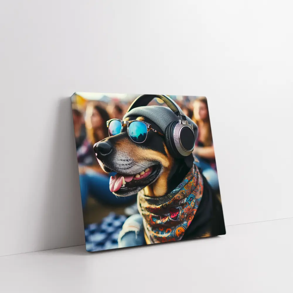 Cool Dog Sunglasses Headphones Music Festival – Wall Art