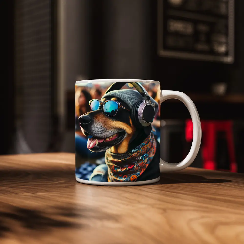 Cool Dog Sunglasses Headphones Music Festival – Mugs
