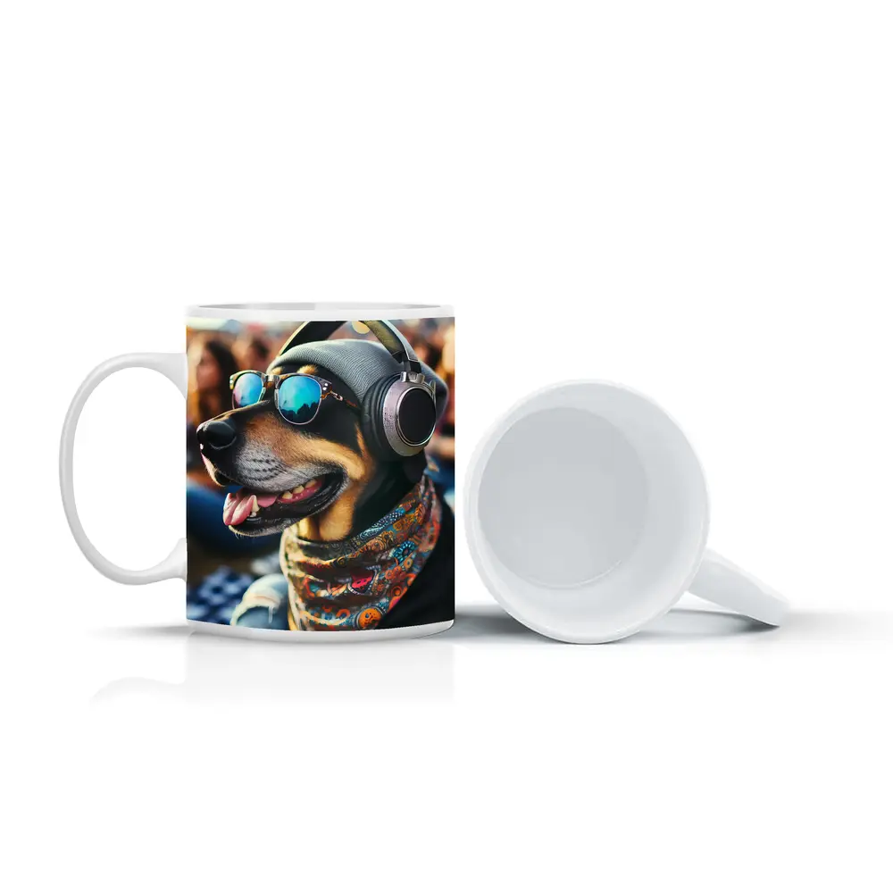 Cool Dog Sunglasses Headphones Music Festival – Mugs