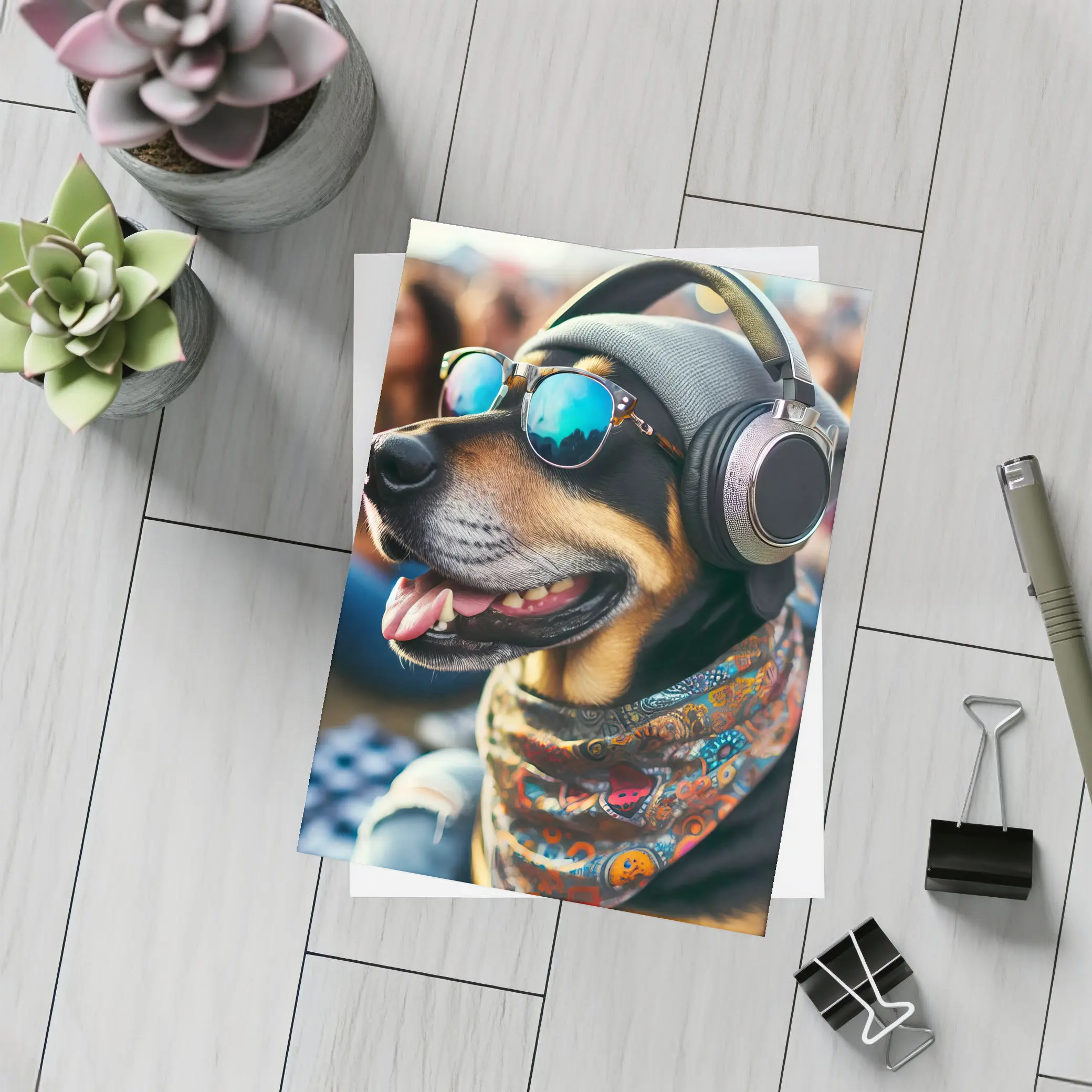 Cool Dog Sunglasses Headphones Music Festival – Postcards
