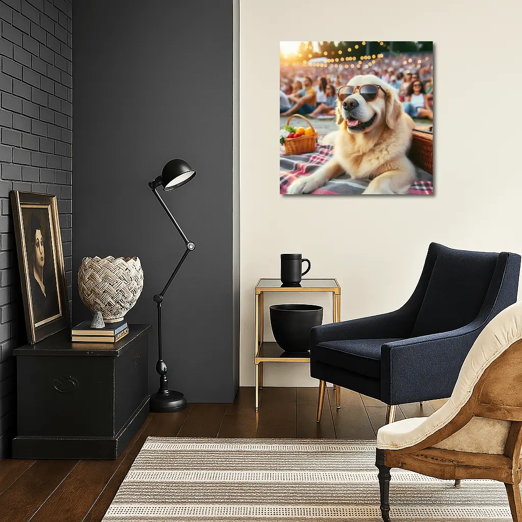 Golden Retriever Sunglasses Outdoor Summer Concert – Wall Art
