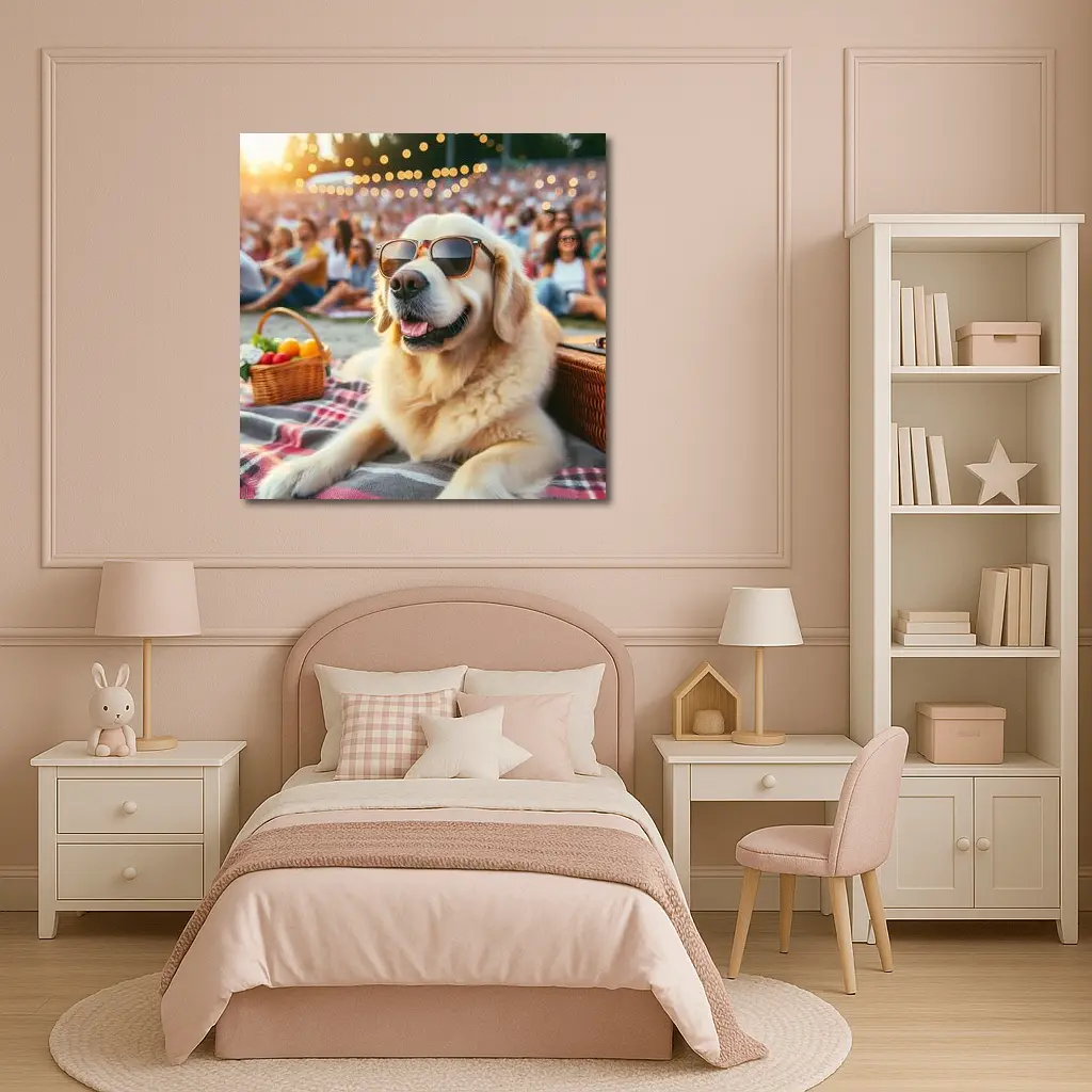 Golden Retriever Sunglasses Outdoor Summer Concert – Wall Art