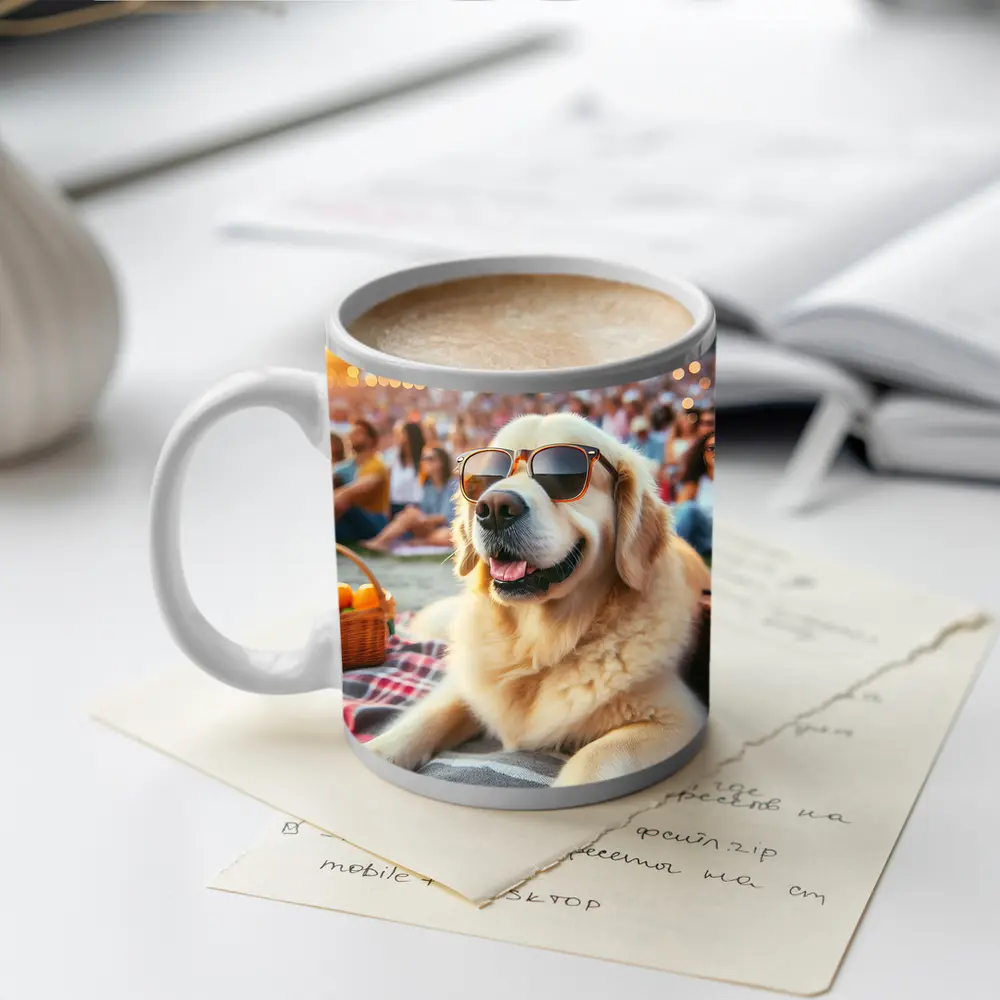 Golden Retriever Sunglasses Outdoor Summer Concert – Mugs
