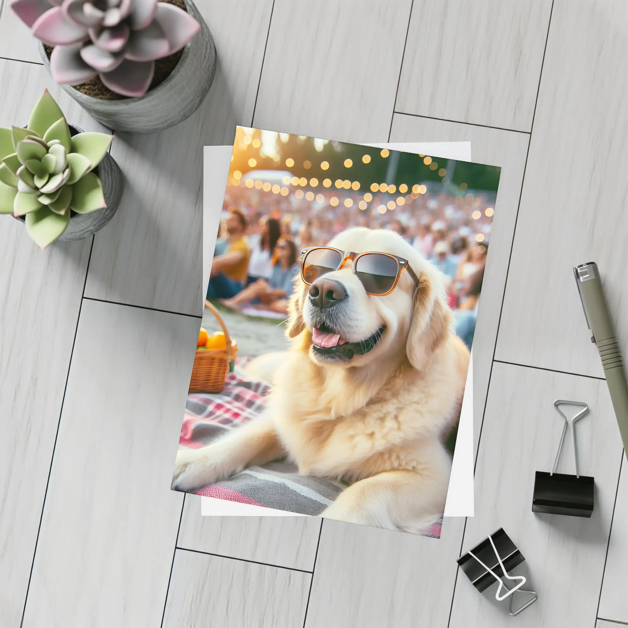 Golden Retriever Sunglasses Outdoor Summer Concert – Postcards