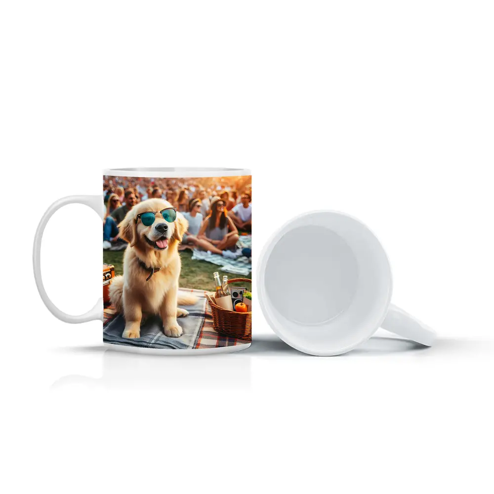 Golden Retriever Sunglasses Outdoor Picnic Crowd – Mugs