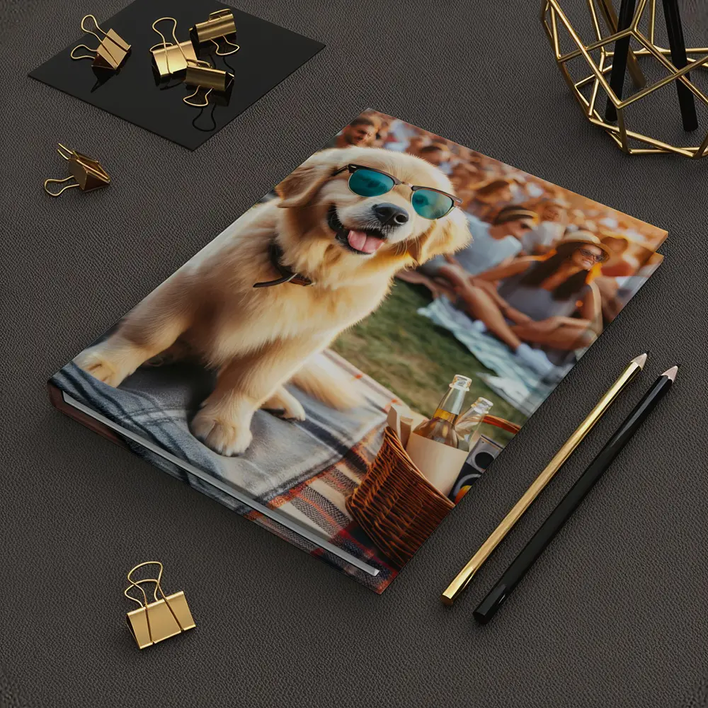 Golden Retriever Sunglasses Outdoor Picnic Crowd – Notebooks