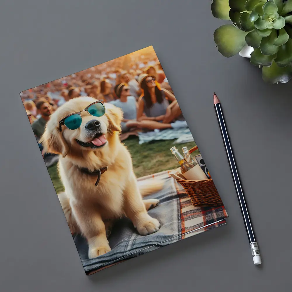 Golden Retriever Sunglasses Outdoor Picnic Crowd – Notebooks