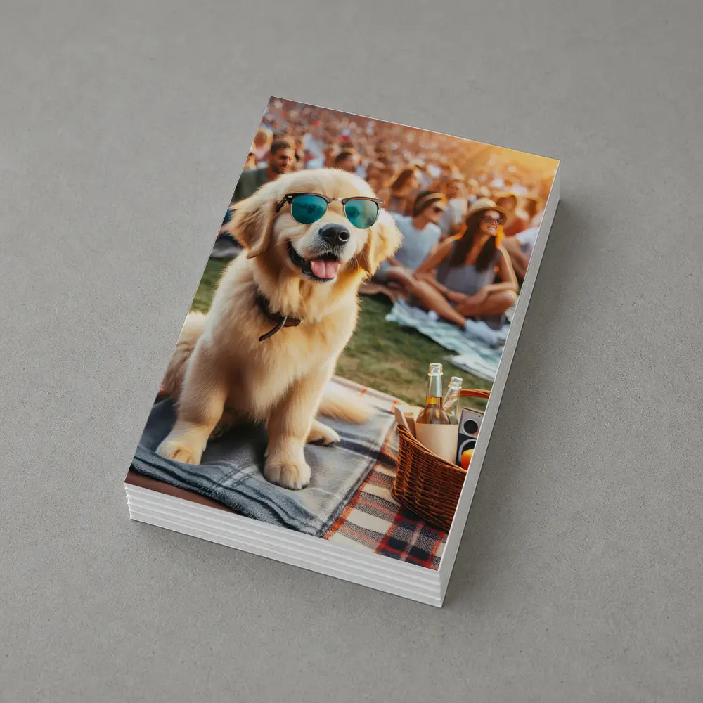 Golden Retriever Sunglasses Outdoor Picnic Crowd – Postcards