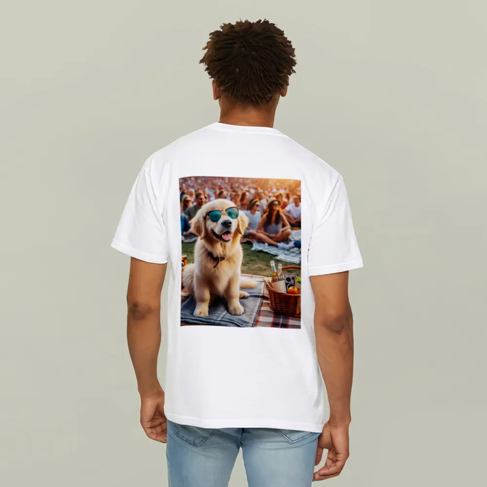 Golden Retriever Sunglasses Outdoor Picnic Crowd – T-Shirts