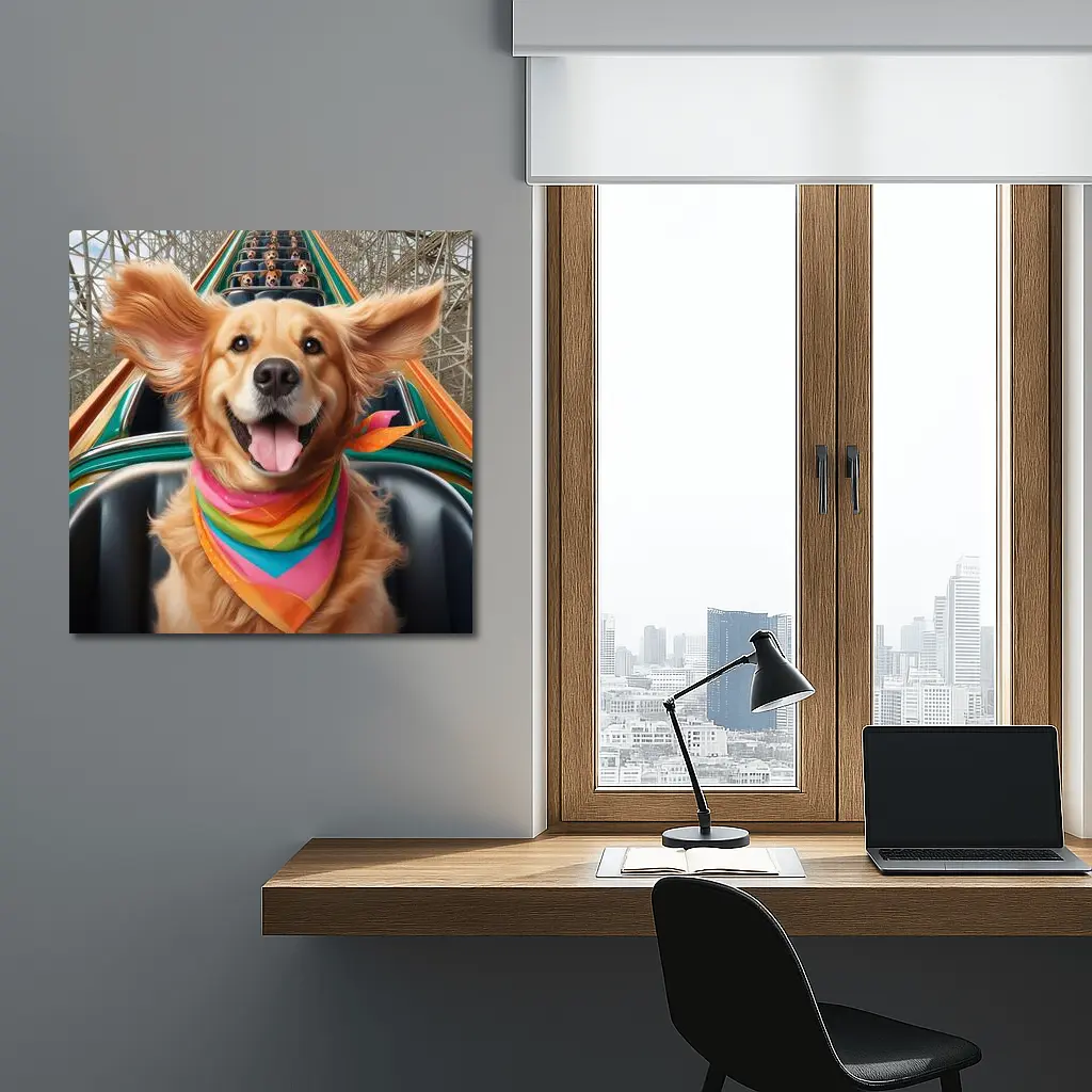 Golden Retriever Roller Coaster Ride Colorful Bandana – Wall Art