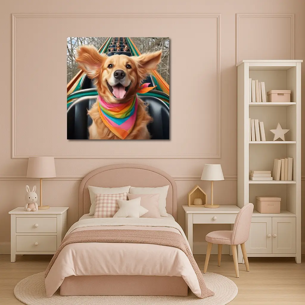 Golden Retriever Roller Coaster Ride Colorful Bandana – Wall Art