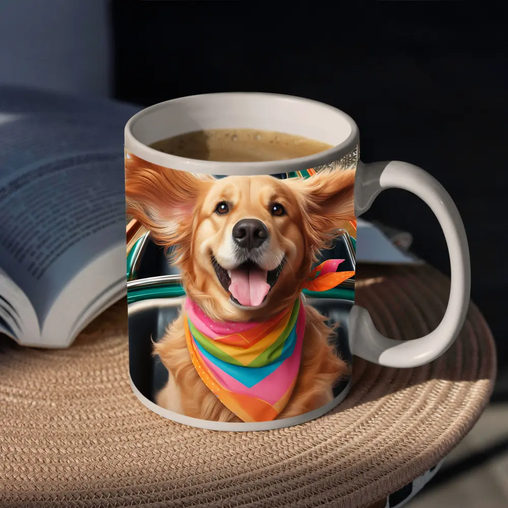 Golden Retriever Roller Coaster Ride Colorful Bandana – Mugs