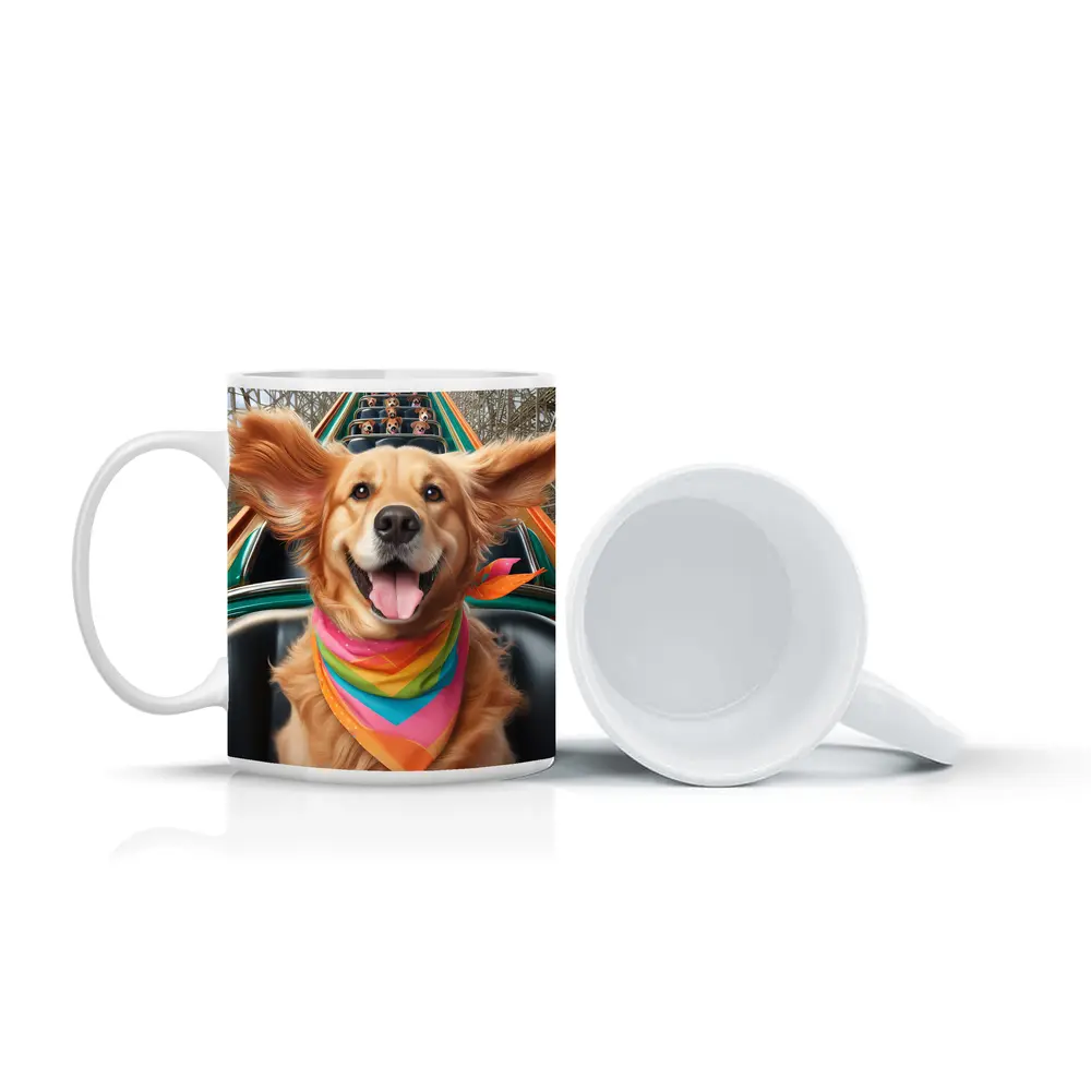 Golden Retriever Roller Coaster Ride Colorful Bandana – Mugs