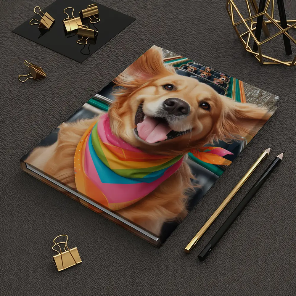 Golden Retriever Roller Coaster Ride Colorful Bandana – Notebooks