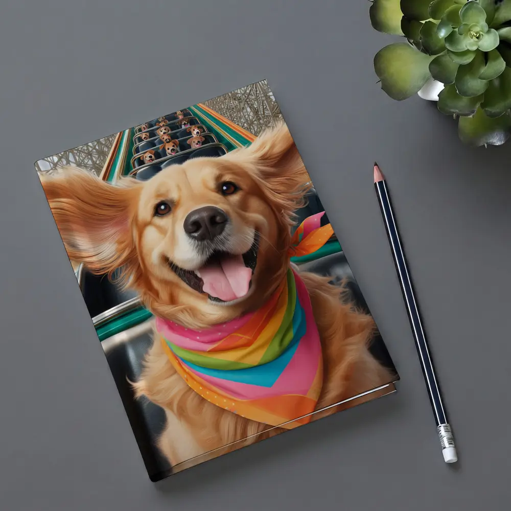 Golden Retriever Roller Coaster Ride Colorful Bandana – Notebooks