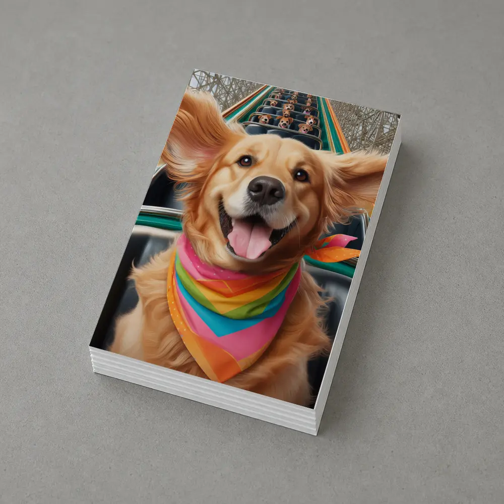 Golden Retriever Roller Coaster Ride Colorful Bandana – Postcards
