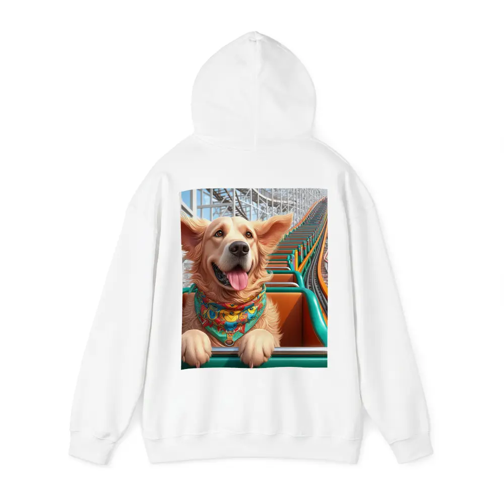 Golden Retriever Riding Roller Coaster Cartoon – Hoodies
