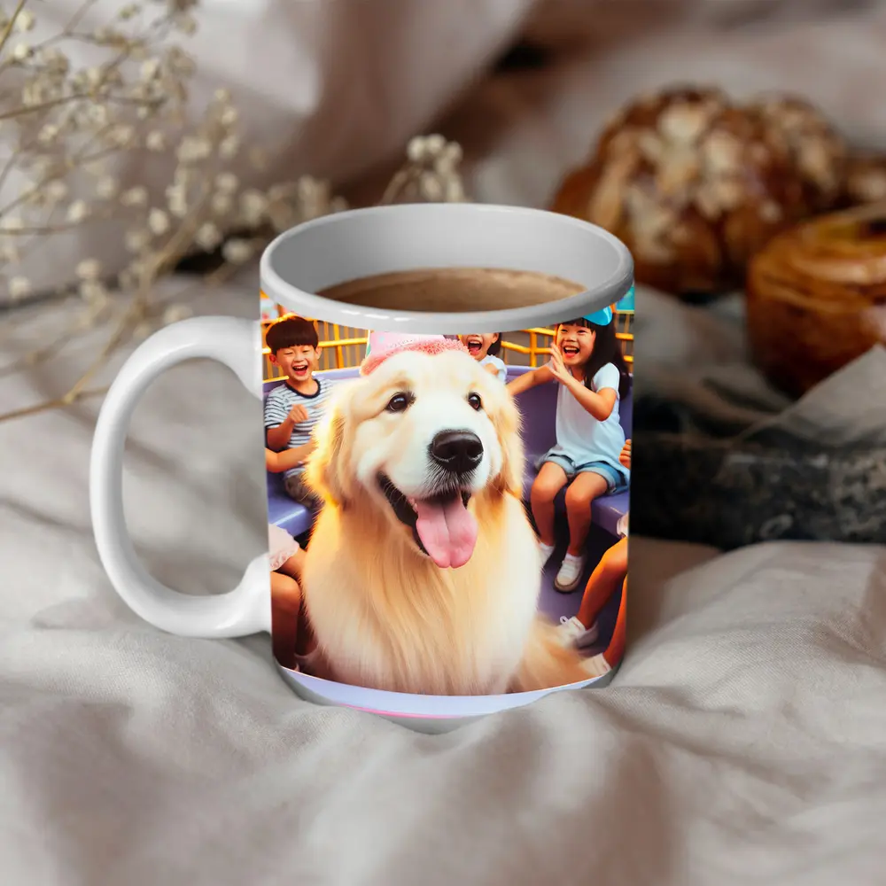 Golden Retriever Party Hat Amusement Park Ride – Mugs
