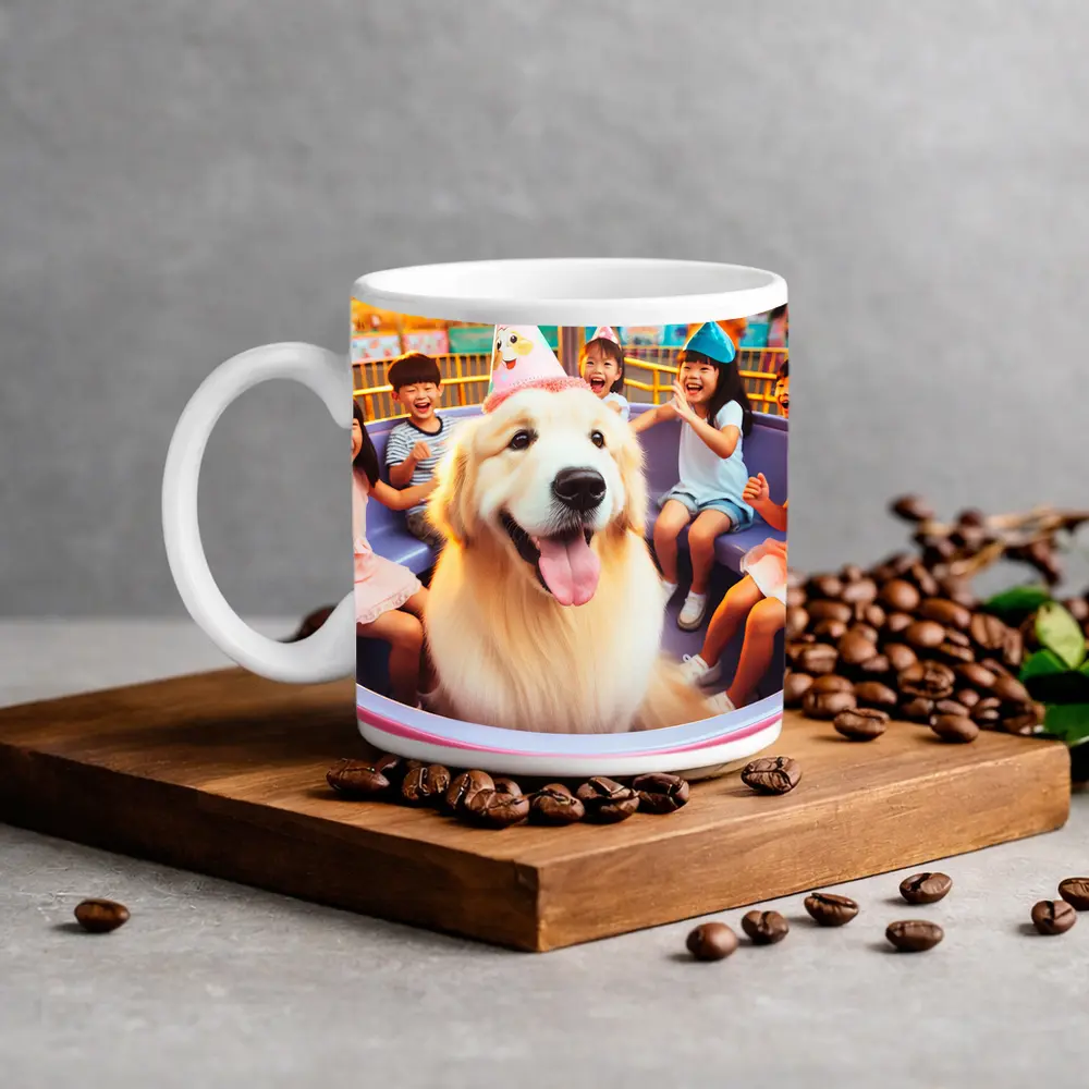 Golden Retriever Party Hat Amusement Park Ride – Mugs
