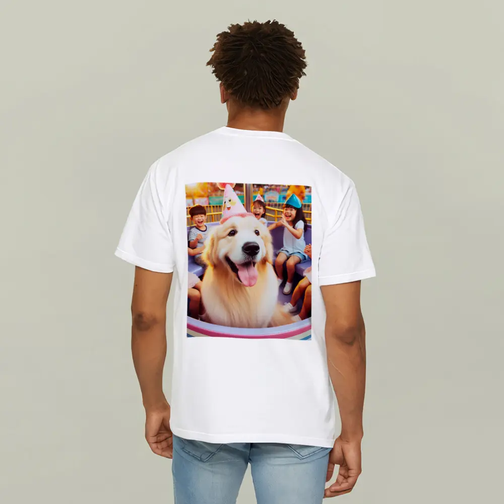 Golden Retriever Party Hat Amusement Park Ride – T-Shirts