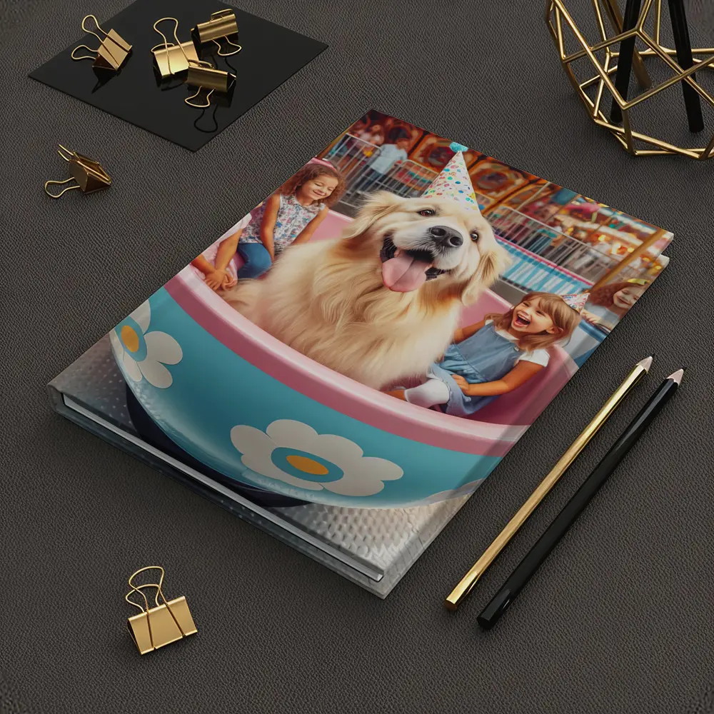 Golden Retriever Dog Riding Teacup Carnival Ride – Notebooks