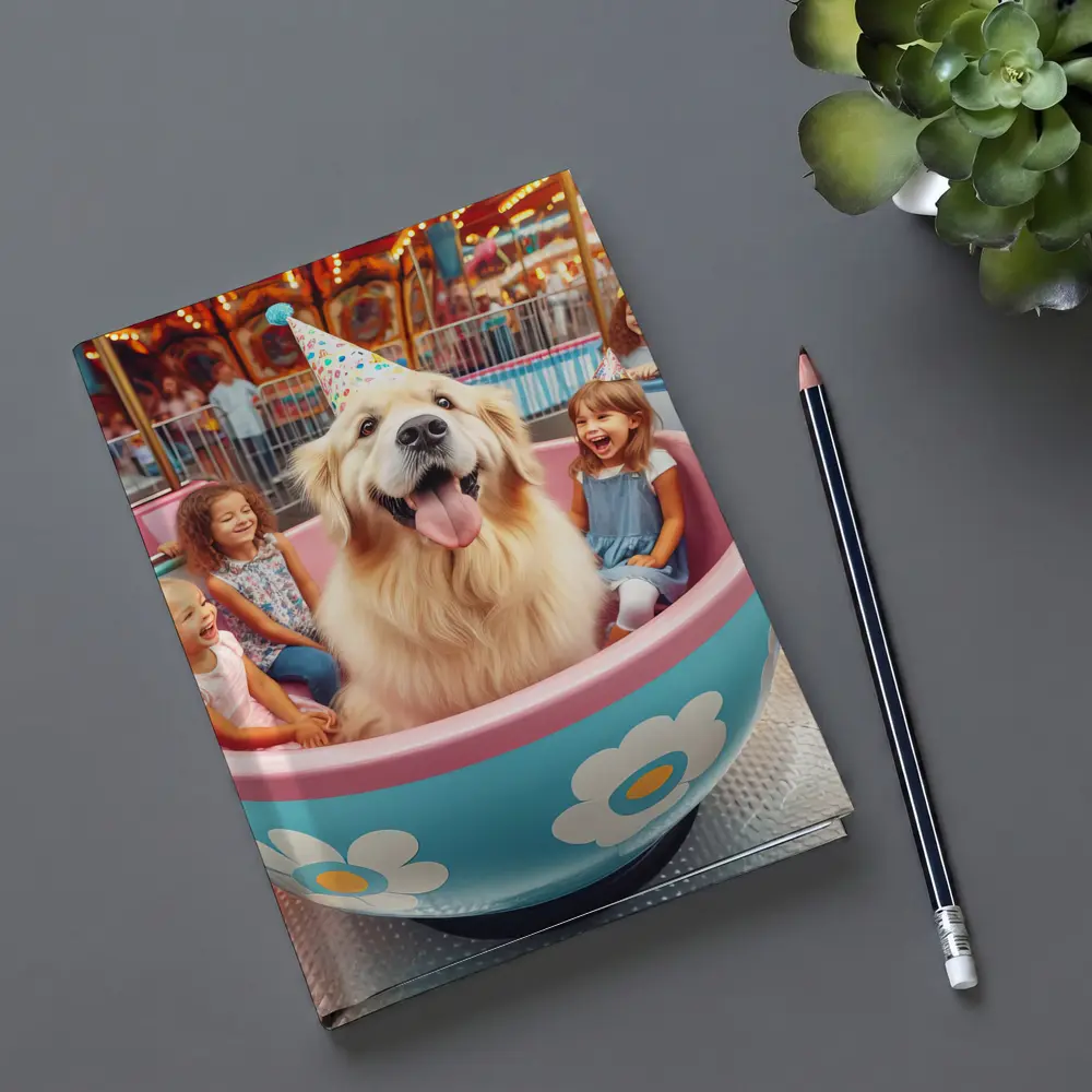 Golden Retriever Dog Riding Teacup Carnival Ride – Notebooks