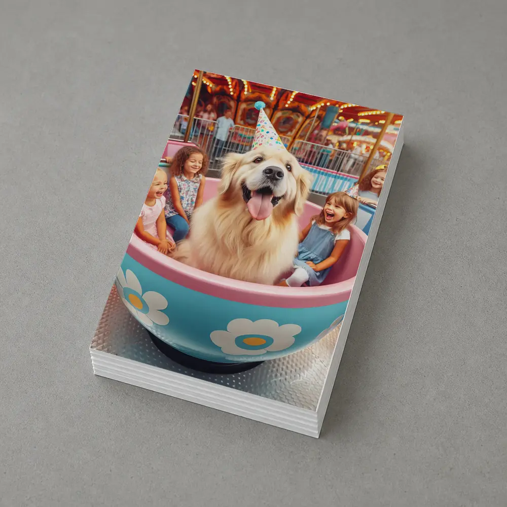 Golden Retriever Dog Riding Teacup Carnival Ride – Postcards