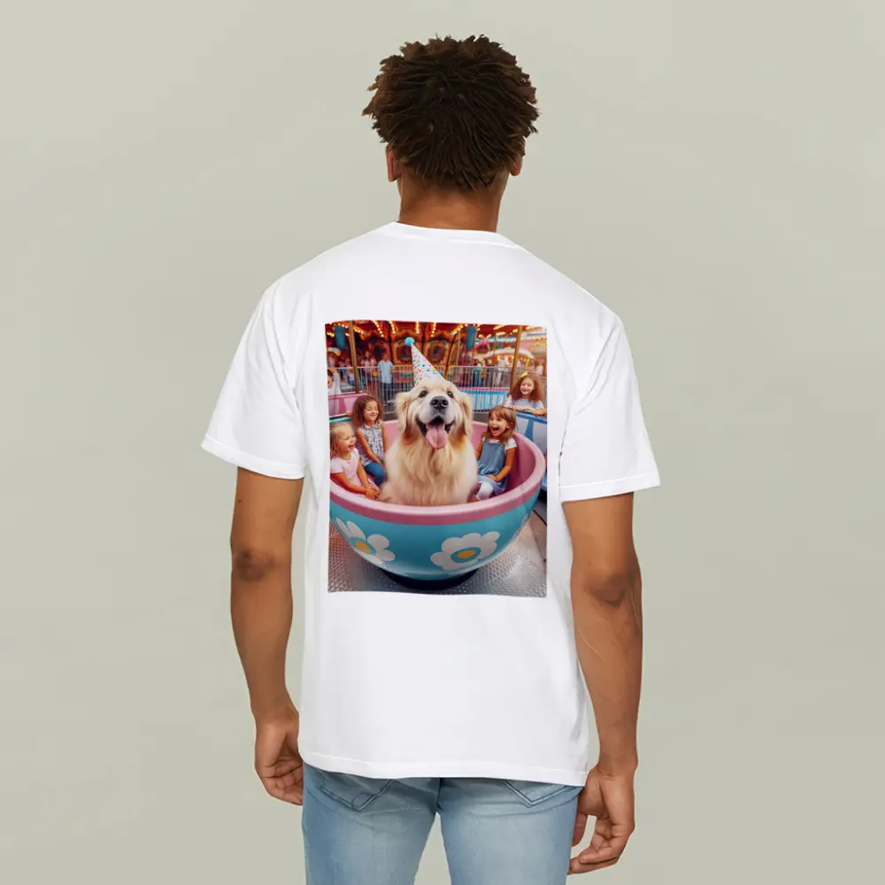 Golden Retriever Dog Riding Teacup Carnival Ride – T-Shirts