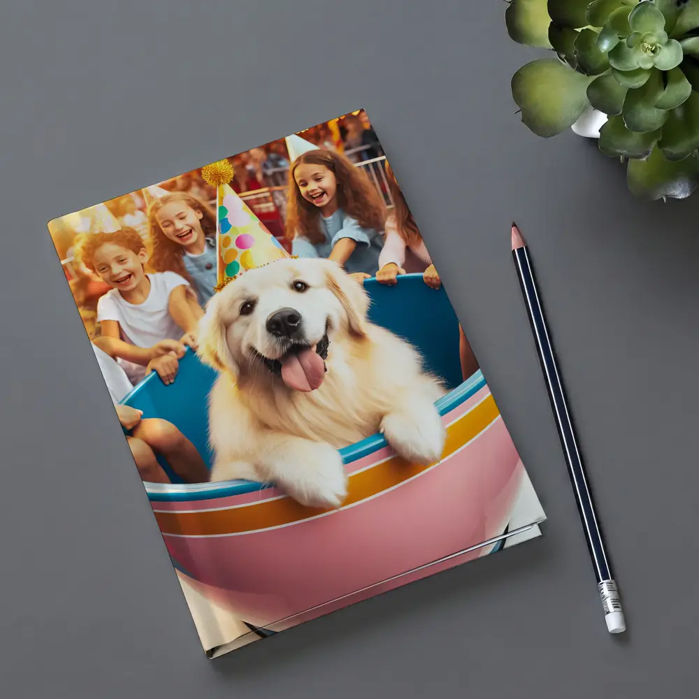 Golden Retriever Party Hat Teacup Ride Kids – Notebooks