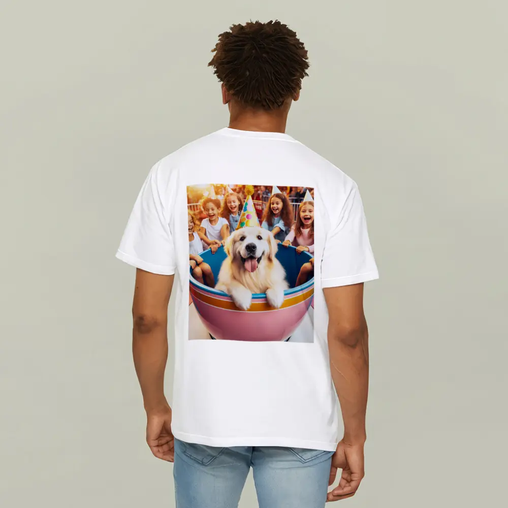 Golden Retriever Party Hat Teacup Ride Kids – T-Shirts