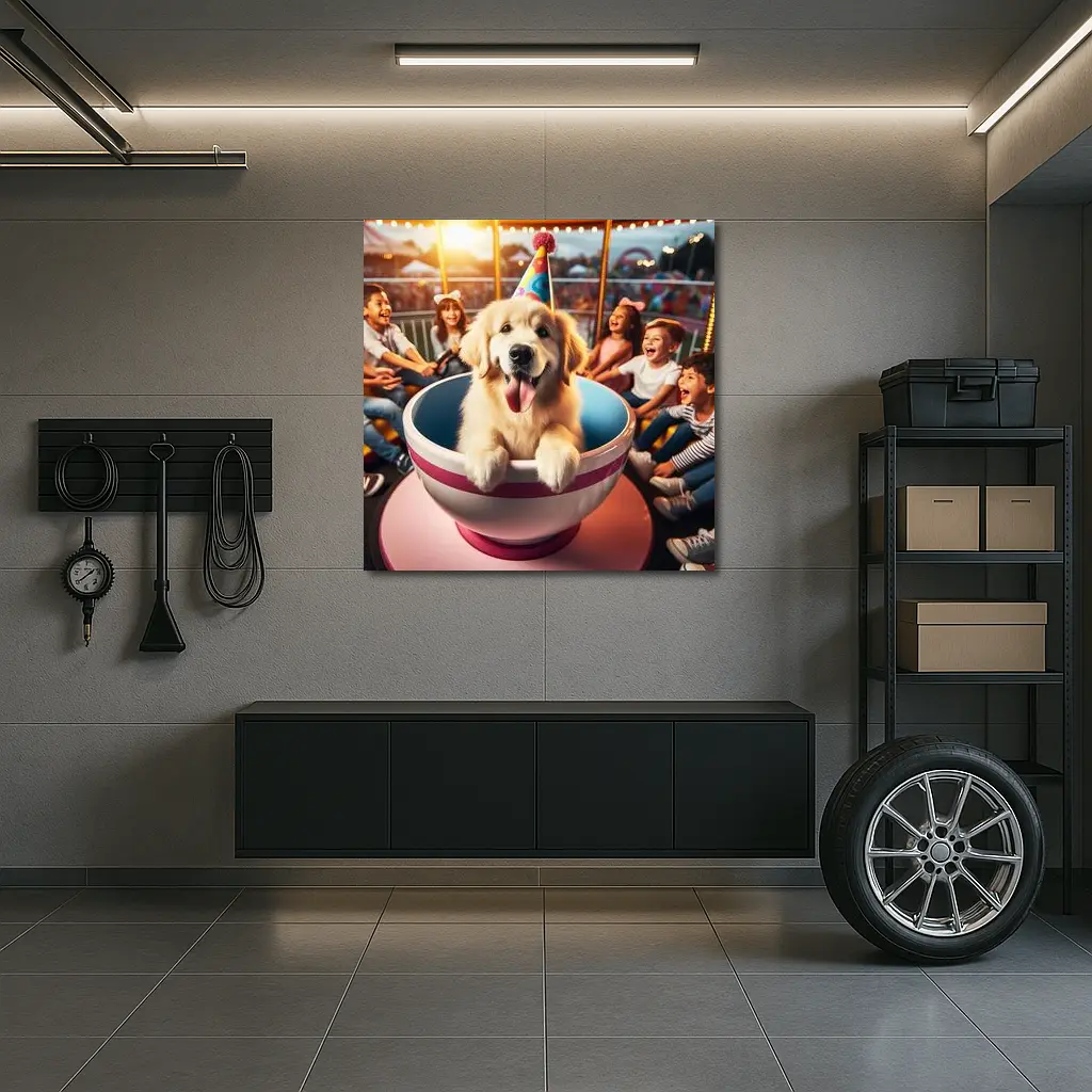 Golden Retriever Party Hat Teacup Ride Kids – Wall Art