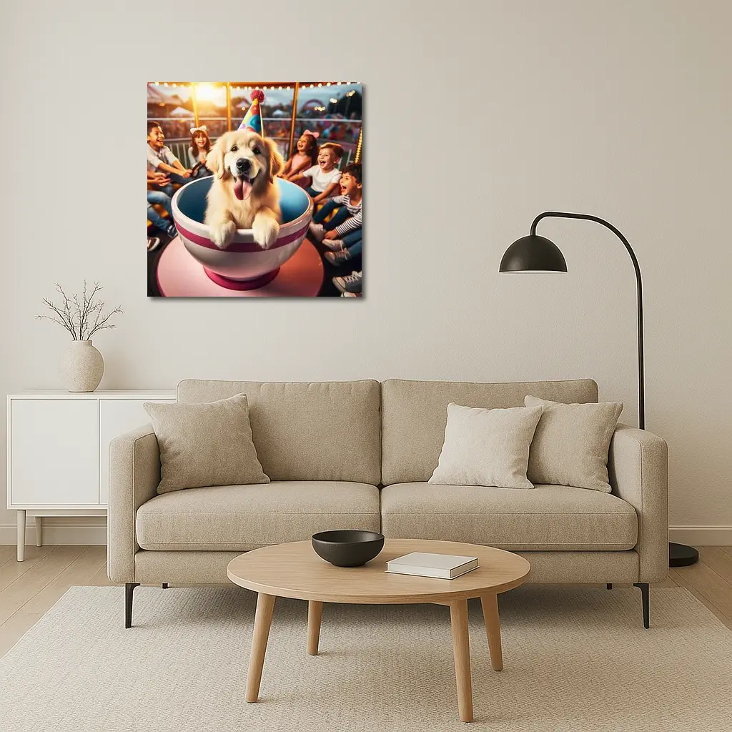 Golden Retriever Party Hat Teacup Ride Kids – Wall Art